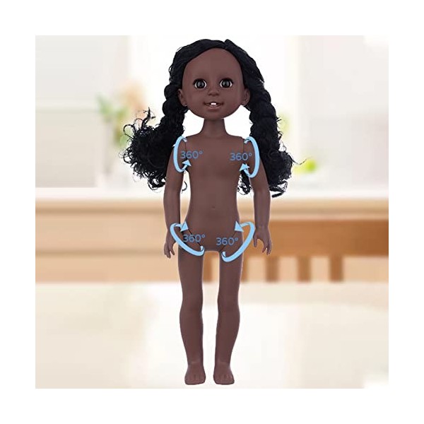KUIDAMOS Poupée Fille exquise, poupée Fille Noire 15 Pouces Mignon Cadeau danniversaire Doux Lavable simulé pour la Maison C