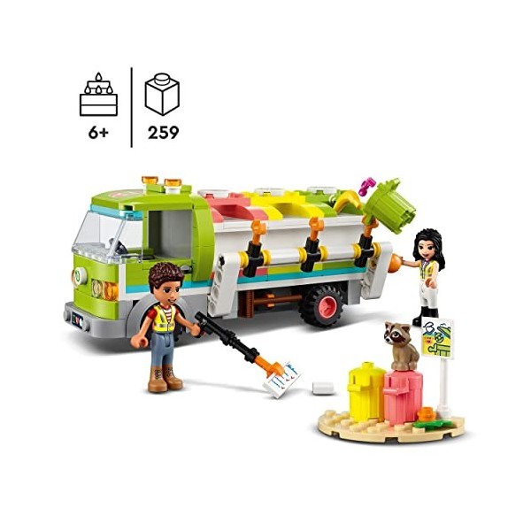 LEGO 41712 Friends Le Camion de Recyclage, Jouet pour Enfants de 6 Ans, avec Bennes et Poubelles, Ensemble Éducatif et Amusan