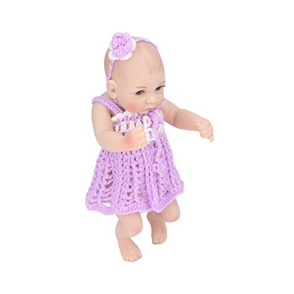 Jouets de poupée réalistes, Cils délicats en Silicone Nouveau-né Reborn Baby Doll lèvres Roses 10 Pouces de Hauteur pour Joue