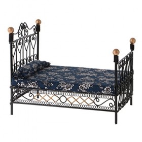 Zerthaus 1: 12 Miniature Meubles de Chambre a Coucher lit en Metal avec Accessoire Jouet Noir