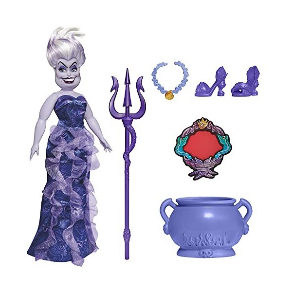 Disney Villains, poupée Mannequin Ursula, Accessoires et Tenue Amovible, Jouet Disney Villains, à partir de 5 Ans