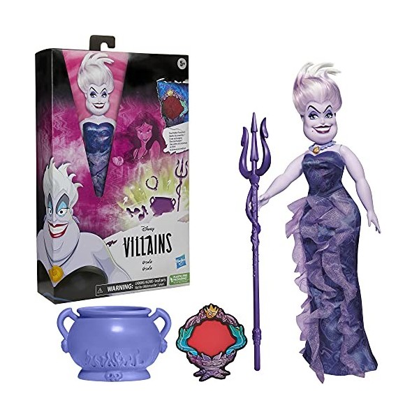 Disney Villains, poupée Mannequin Ursula, Accessoires et Tenue Amovible, Jouet Disney Villains, à partir de 5 Ans