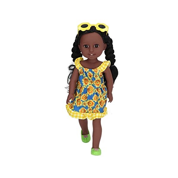 Bonace Poupée Fille en Vinyle, poupée Noire Douce Lavable Jouet de Jeu pour Enfants pour Chambre à Coucher