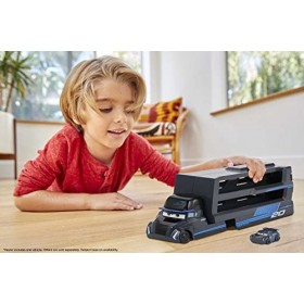 Disney Pixar Cars Camion Transporteur Jackson Storm pour transporter jusquà 18 mini-véhicules, 1 mini voiture incluse, jouet