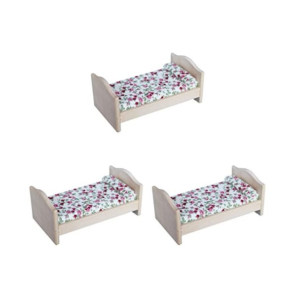 SEWACC 2 Ensembles Maison De Poupée Lit Simple Lit Superposé pour Poupées Cuisine De Créatures De Calicot Mini Lit Bricolage 