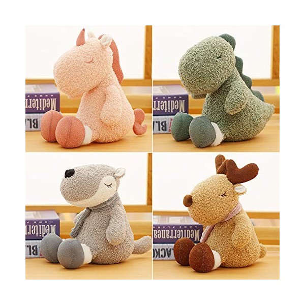 23cm Macaron Couleur Département De Guérison Doux Adorable Bébé Poupée Dinosaure Gris Loup Licorne Elk Jouet Poupée Enfants B