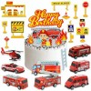 jiuzcare Camion de Pompiers Gâteau Décoration, 25pcs Accessoires décoratifs pour véhicules de pompiers - 7 jouets de pompiers