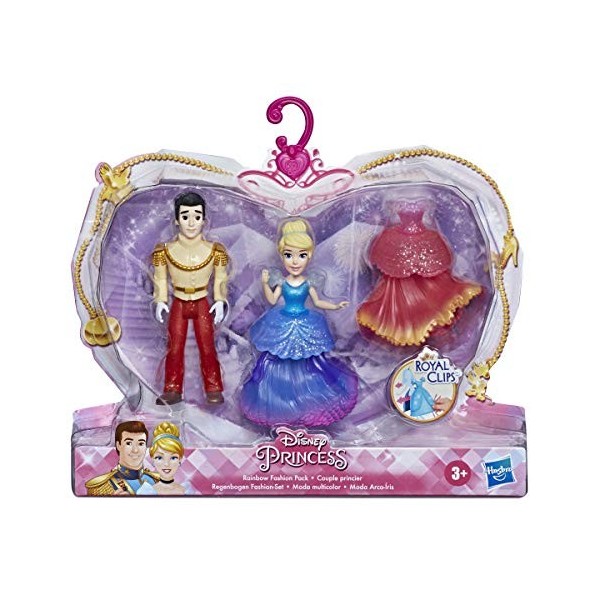 Disney Princesses - Mini Poupees Royal Clips Cendrillon et Son Prince - 8 cm, Multicolore