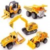 HERSITY 5PCS Engins de Chantier Jouet, Tracteur Enfant en Plastique et Métal Voitures Camion Benne, Cadeau Jeu Educatif pour 