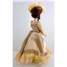 Personnages Maison De Poupées Miniature Porcelaine Dame Victorienne En Or