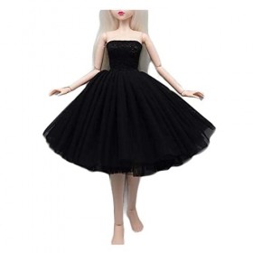 Robe à Bulles Noire - Jupe de Tutu en Gaze Multicouche - Robe de soirée - Vêtements pour poupées de 18 Pouces