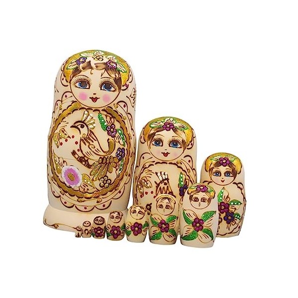 Sharplace Figurines de Faites à La Main, Artisanat de Collection Empilable, Poupées Matryoshka en Bois pour Lornement de La 