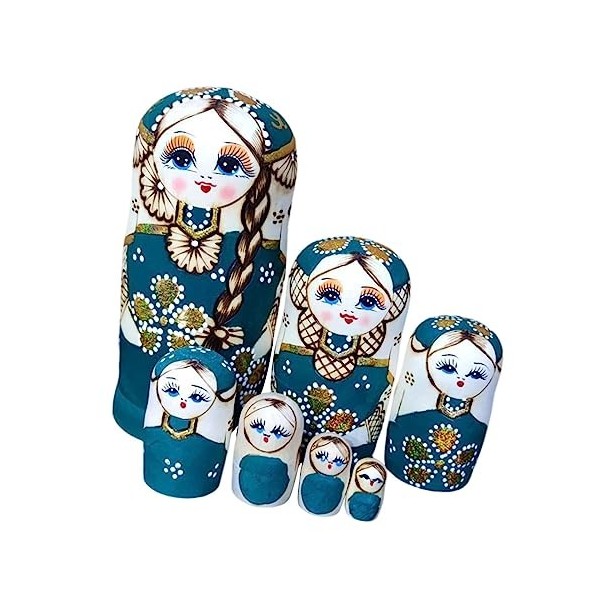 Sharplace Figurines de Faites à La Main, Artisanat de Collection Empilable, Poupées Matryoshka en Bois pour Lornement de La 
