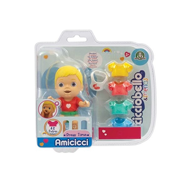 Cicciobello Amicicci Dress Time - 4 Extra Outfit colorés et Bavoirs pour Filles à partir de 3 Ans Multicolore - CC016000 - Je