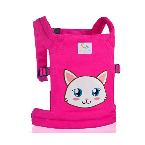 HappyVk - Porte-poupée pour Enfants avec Broderie Chaton Mignonne. Plus Un Bracelet à Paillettes réversible. Convient aux pou