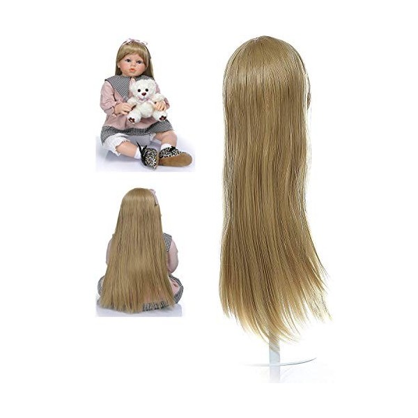 Perruques Reborn Perruque Marron Clair pour poupées Reborn Toddler Cheveux Longs verticaux Perruque de poupée Reborn réaliste