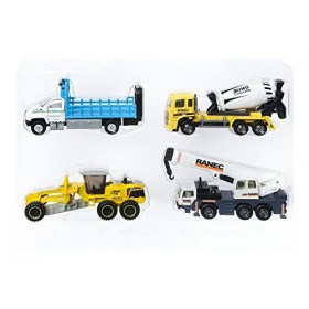 Matchbox Coffret Construction 4 Engins de chantier, 4 modèles différents de véhicules avec éléments articulés, jouet pour enf