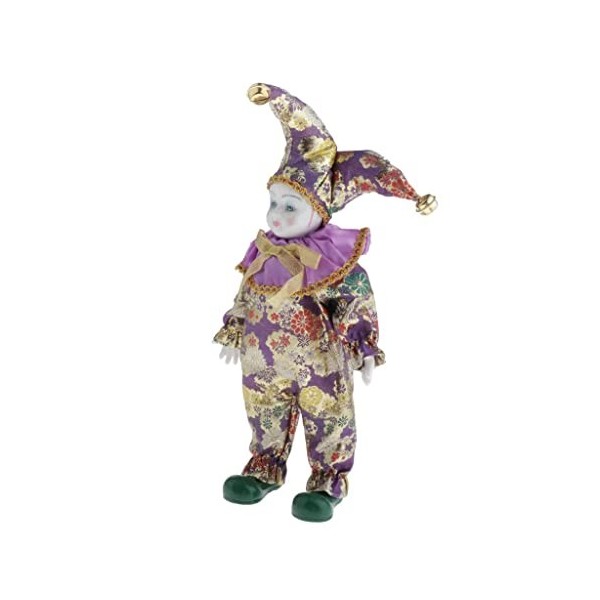 perfk Poupées de Clown Triangel en Porcelaine - Figurines et Statues de Clown - pour Affichage de La Collection, Violet