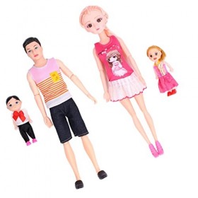 Vakitar Ensemble de poupées familiales Papa Maman Enceinte Femme Homme bébé Beaux vêtements poupées articulaires éducatives, 