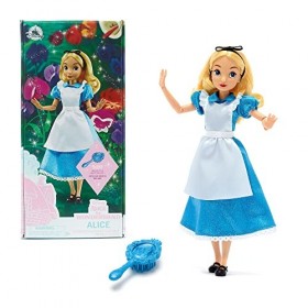 Disney Store Poupée pour Enfants Alice au Pays des Merveilles, 30 cm, avec Brosse, Jouet entièrement articulé avec Robe en Sa