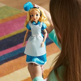 Disney Store Poupée pour Enfants Alice au Pays des Merveilles, 30 cm, avec Brosse, Jouet entièrement articulé avec Robe en Sa
