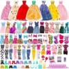 Festfun 57 Pcs Accessoire de Poupée 3 Robes de Soirée 4 Habits 10 Robes 3 Maillots de Bain 15 Chaussures et 22 Accessoire de 