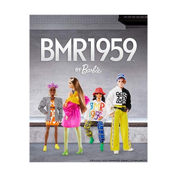 Barbie Signature poupée de collection BMR1959 articulée avec un bob, portant un T-shirt en filet et un pantalon de jogging, j