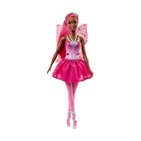 Barbie Dreamtopia poupée fée Bonbons ailée aux cheveux roses et tenue multicolore, jouet pour enfant, FJC88