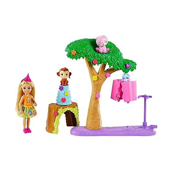 Barbie Famille lAnniversaire Perdu de Chelsea coffret Anniversaire Surprise avec mini-poupée, 2 figurines animaux et accesso