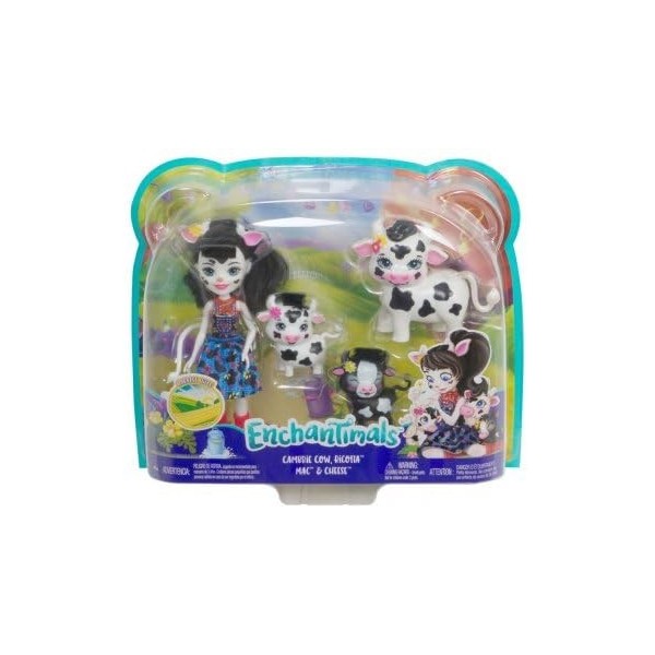 Coffret pour enchantimals poupée Cambrie Cow et Les Vaches Ricotta Mac Cheese - Figurine 15cm + Animal Ferme - Set Mini-Poupe
