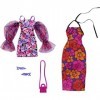 Barbie Fashion Pack - HJT35 - Ensemble Tenue de vêtements pour poupée - Mini Robe à épaule Bouffante, Robe Longue, Talon + Sa