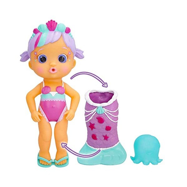 Bloopies Magic Tail Mermaids Daisy Mermaid Doll avec Queue Brillante Amovible et Son ami Marin . Jette de leau et Souffle de