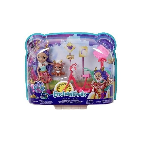 cavernedesjouets Coffret pour enchantimals poupée danessa biche avec vélo avec Sprint - Figurine 15cm + Animal et Accessoires