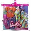 Barbie Fashion Pack - HJT34 - Ensemble 2 Tenues de vêtements pour poupée - Top Orange et des Pattes déléphant à Carreaux, Mi