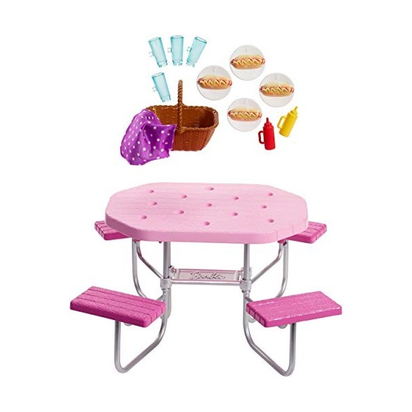 ​Barbie Mobilier coffret d’intérieur pour poupée avec niche pour chien, chienne, son chiot et accessoires, jouet pour enfant,