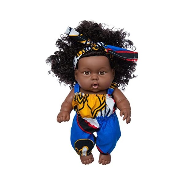 Kangmeile Poupée Africaine Curly 8 Pouces - Poupée Noir Afro-américaine  réalistes Poupon bébé poupées pour Enfants Jouets pou