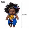 Kangmeile Poupée Africaine Curly 8 Pouces - Poupée Noir Afro-américaine réalistes Poupon bébé poupées pour Enfants Jouets pou