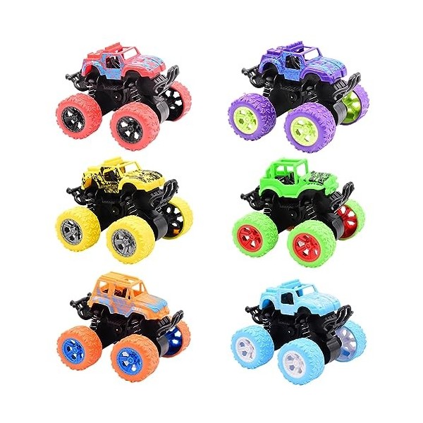 Monstter Truck Jouet, 6 PCS Monstter Truck Set Camions pour Figurines Voitures de Course pour Enfants Inertie Voiture Jouet V