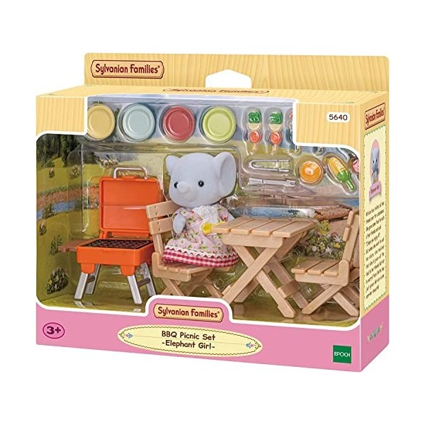 Sylvanian Families - Le Village - La fille Éléphant et son set de pique-nique - 5640 - Figurines Prêt à Jouer - Mini Poupées