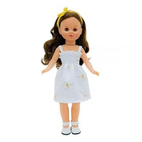 Folk Artesanía- Sintra, Simona Robe de poupée, Floral, V422-06, Blanc