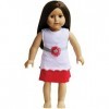 THE NEW YORK DOLL COLLECTION Tenue - Blanc Haut et Rouge Jupe avec Correspondant à Rouge et Argent Ceinture - pour 18 Pouces 