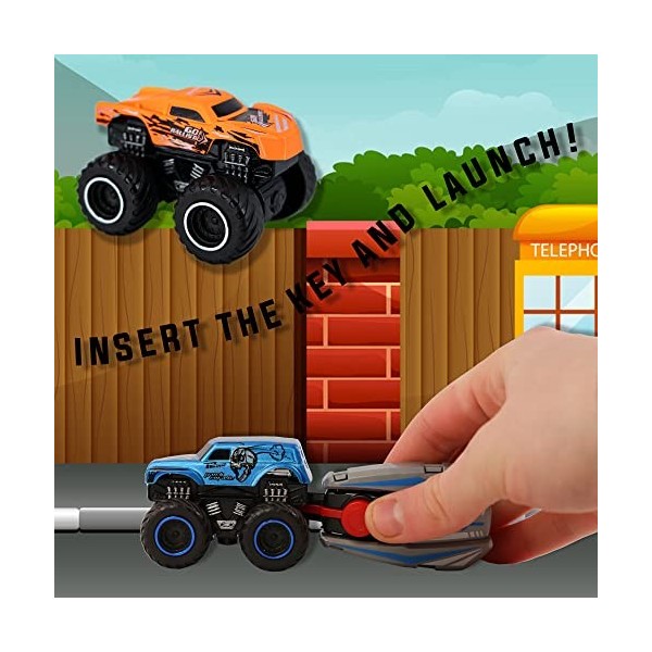 D.A.Y. Republic Mini Monster Trucks en métal moulé sous pression à 3 clés avec pièces en plastique, comprend un mécanisme de 