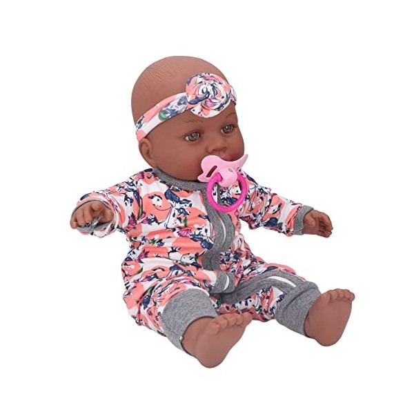 Shanrya 16 Pouces réaliste Doux Simulation Africain Vinyle bébé poupée avec Sucette pour Enfants fête de noël Cadeau dannive