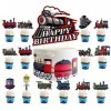 Lot de 25 décorations de gâteau en train de train rétro pour décoration de gâteau de train - Fournitures de fête danniversai