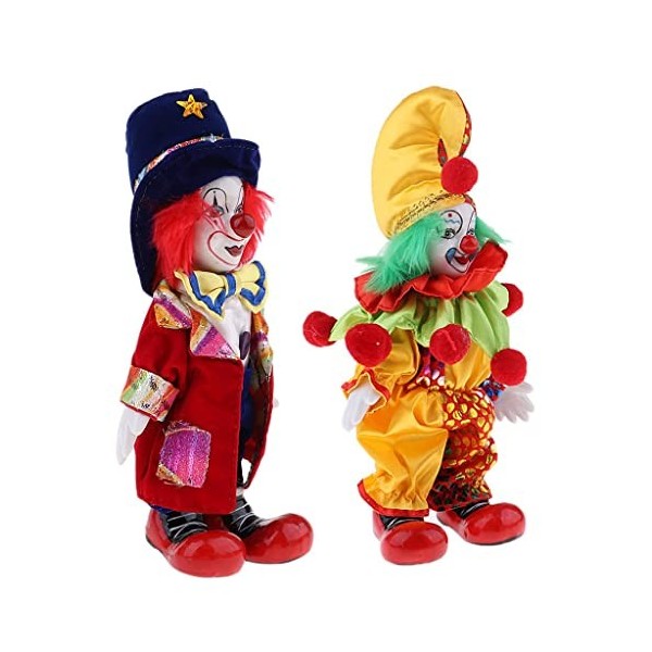 misppro Lot de 2 poupées amusantes faites à la main en forme de clown de 17,8 cm