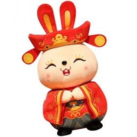 Didiseaon Mascotte De Lannée du Lapin Poupée Lapin De Bureau Poupée Lapin du Nouvel an Chinois Poupée en Peluche De Lannée 
