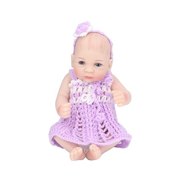 Reborn Baby Doll, 10 pouces de hauteur réaliste bébé poupée jouets lèvres roses silicone vêtements tricotés lavables pour les