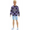 Barbie Poupée Ken Fashionistas n° 191, Cheveux Blonds Courts, Pull à Carreaux, Short en Jean, Baskets Blanches, Jouet Enfant,