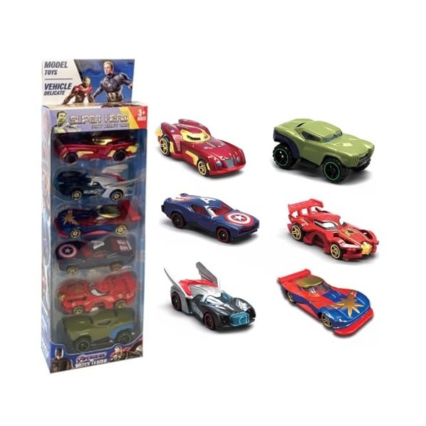 DGTSYAL Mini Véhicules 6Pcs Mini Jouet Voiture Enfant Voiture Jouet de la  Série de Super-héros Cars Jouet pour Enfants Garcon
