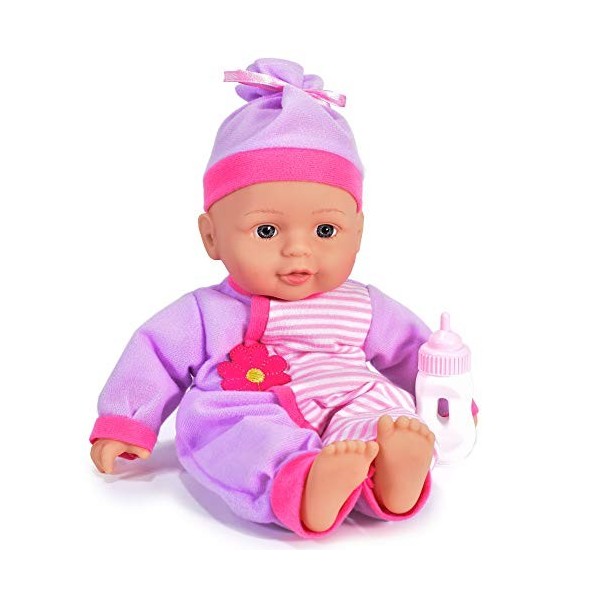 KandyToys Poupée bébé en vinyle avec biberon, rose, 33 cm - TY1732